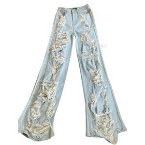 Akira Women's Blue  Men's Jeans Slim Fit Ripped Straight Leg Size - 28 NWOT